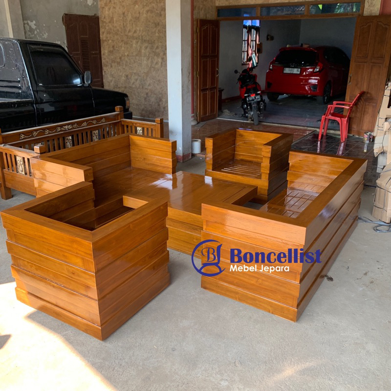 kursi tamu minimalis model box/koper kayu jati mebel Jepara