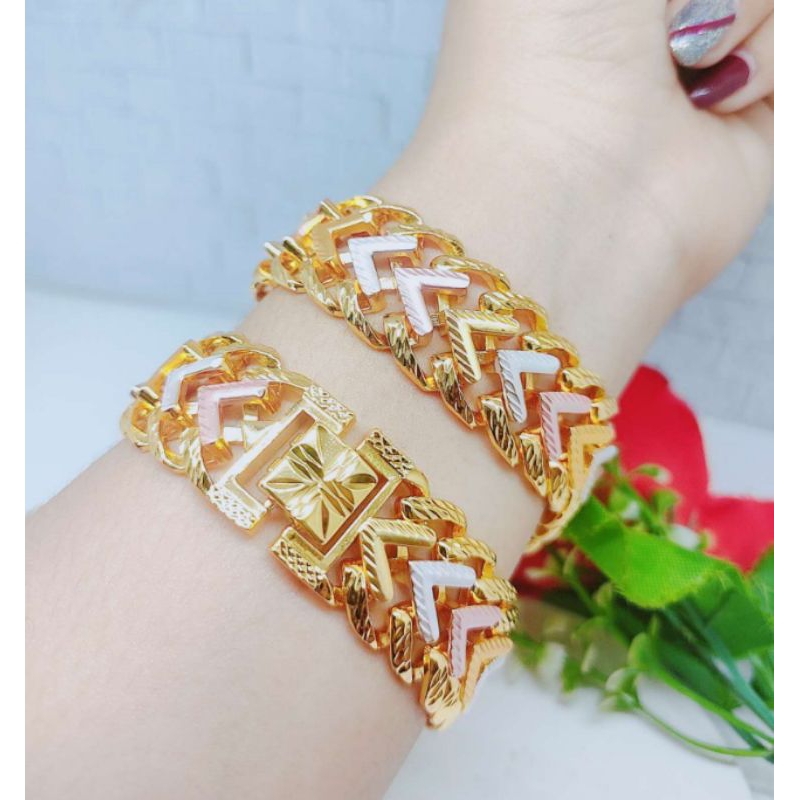 Gelang Xuping Rantai Kombinasi Lapis Emas Perhiasan. Wanita( Lebar 20mm) R600