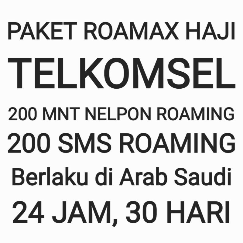 Paket Combo Talkmania Roamax Roaming Haji Telkomsel Luar Negeri Negri Tsel Nelpon SMS 30 Hari 24Jam