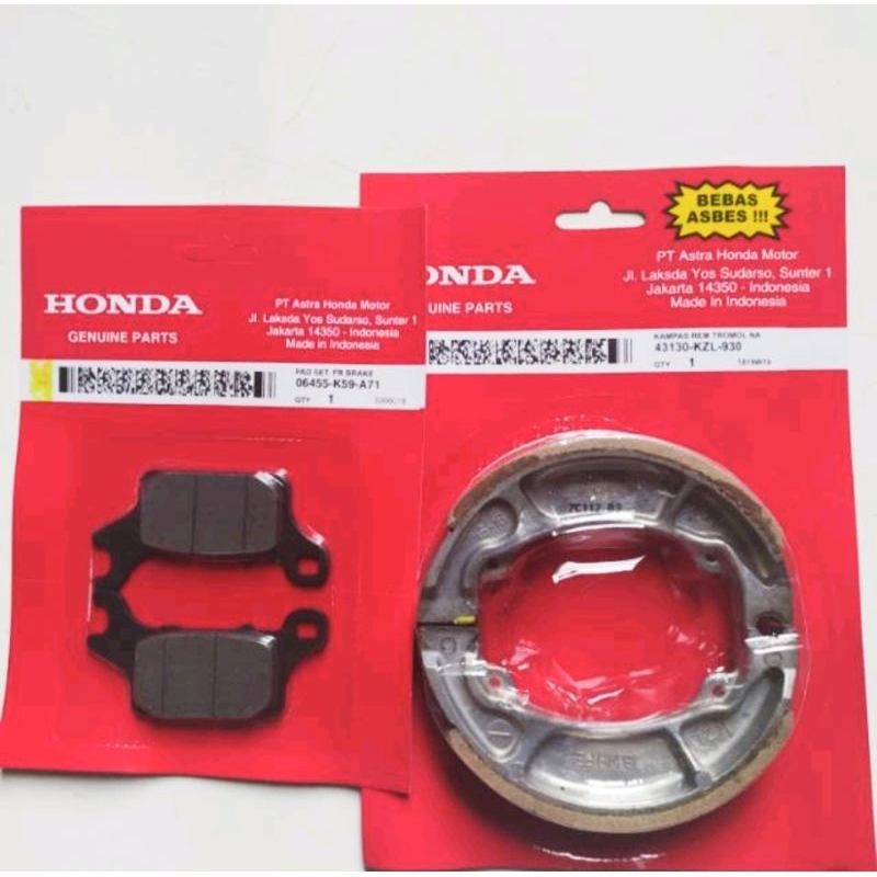 PAKET KAMPAS REM VARIO 125 LED 2018 KEATAS VARIO 150 BEAT LED BEAT NEW2020 GENIO DEPAN BELAKANG (KZL+K59)
