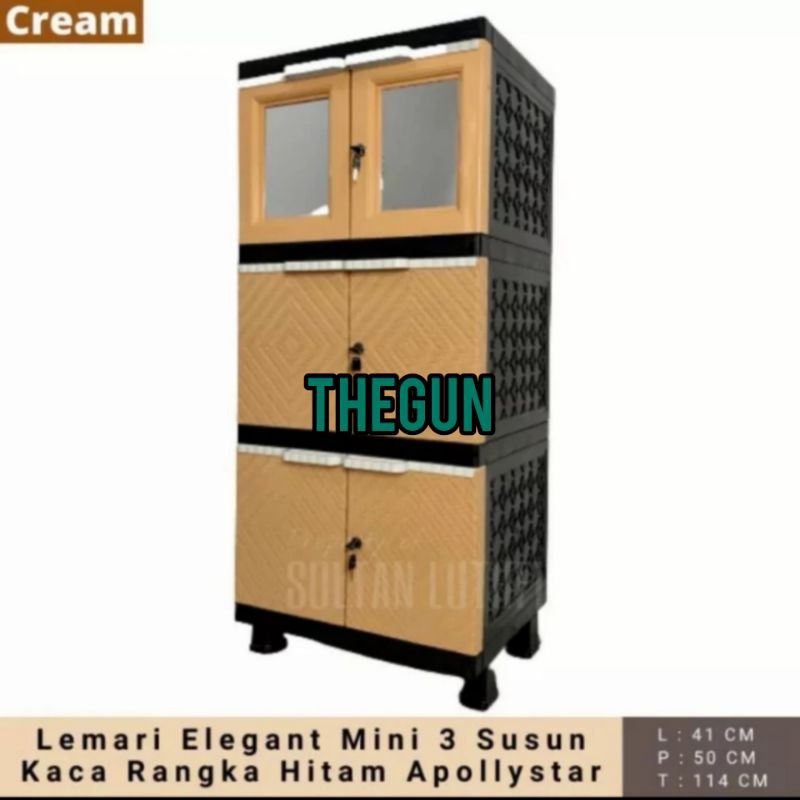 LEMARI PLASTIK 3 SUSUN KACA APOLLYSTAR