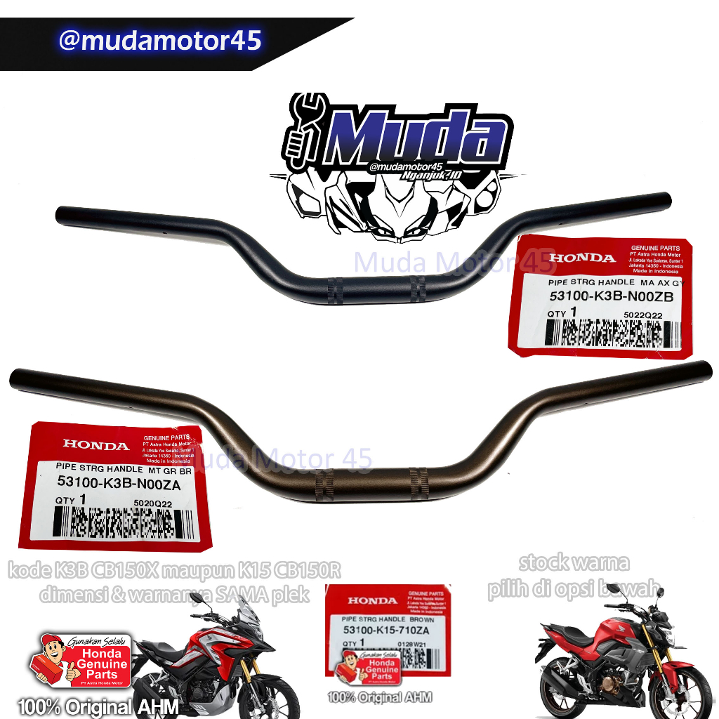 STANG CB150R V4 CB150X 2021 2022 FATBAR BROWN COKLAT OR HITAM GREY 53100-K15-710ZA-710ZB-K3B STIR SE