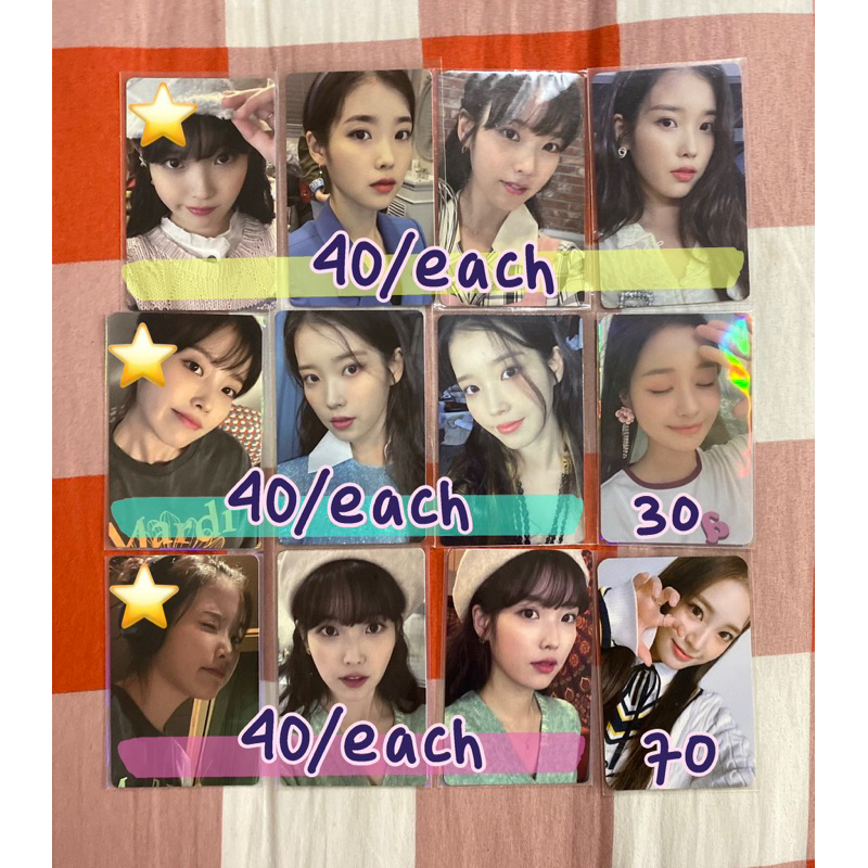 [BACA DESC] pc photocard iu weeekly zoa jihan strawberry moon md mardi beret topi bread pgh we can m