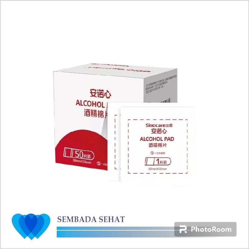 Sinocare Alcohol Pad - Tissue alkohol, alcohol swab, alcohol Pad 50 Pcs