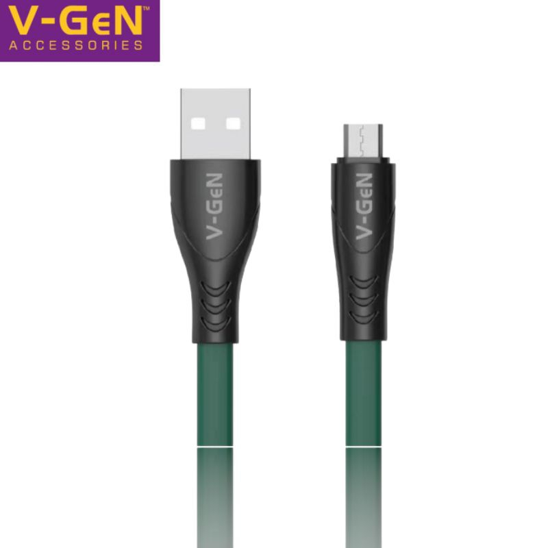 Kabel Data Micro Usb V-Gen VCB-22 3A Fast Charging Flat Kabel Data Original Vgen