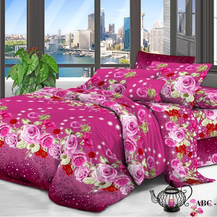 Sprei Set JUMBO 240x200 Katun BONITA/Sprei JUMBO Motif-Mawar Pink