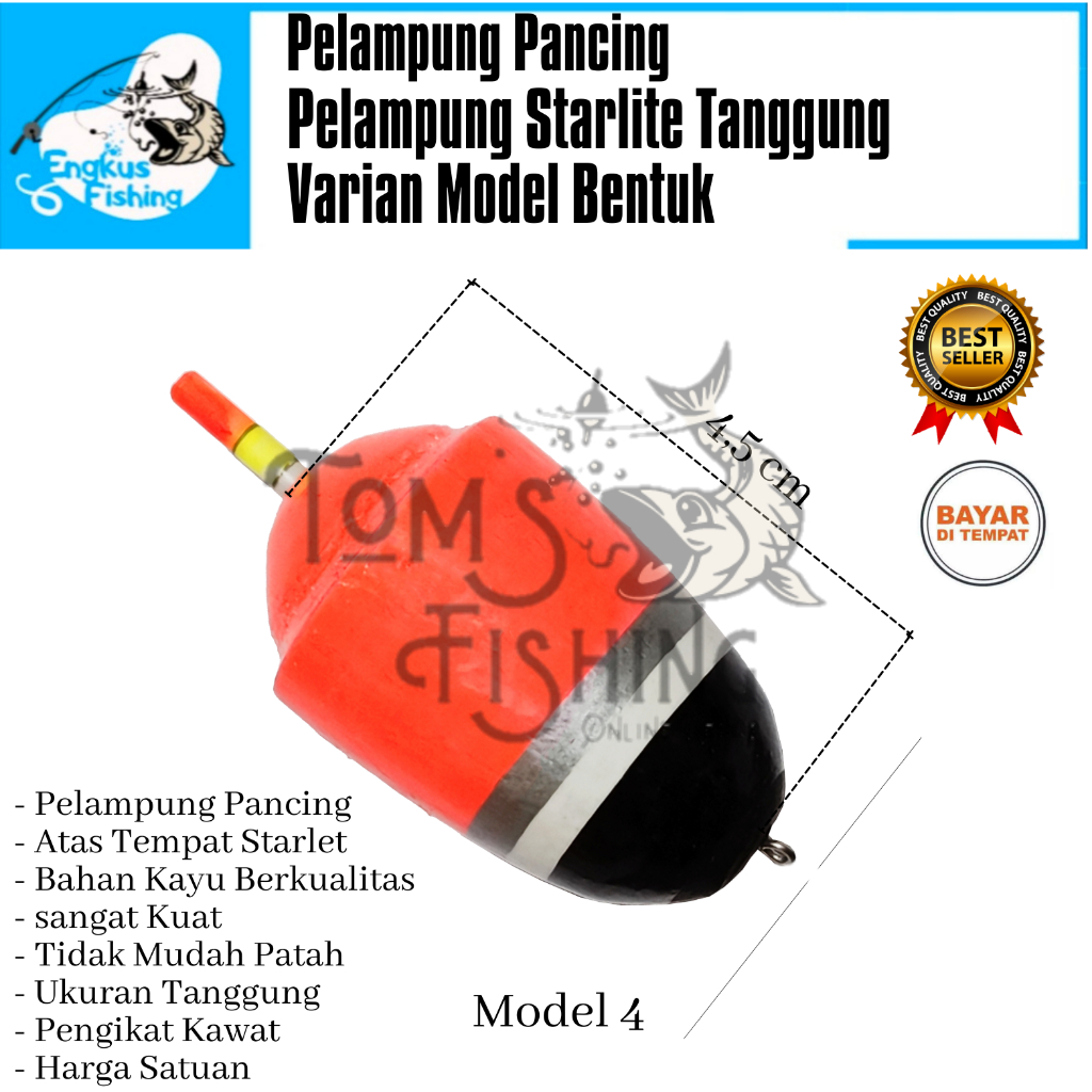 Pelampung Pumbul Pancing Starlite Kayu Tanggung Besar 4.5cm Varian model Murah - Engkus Fishing