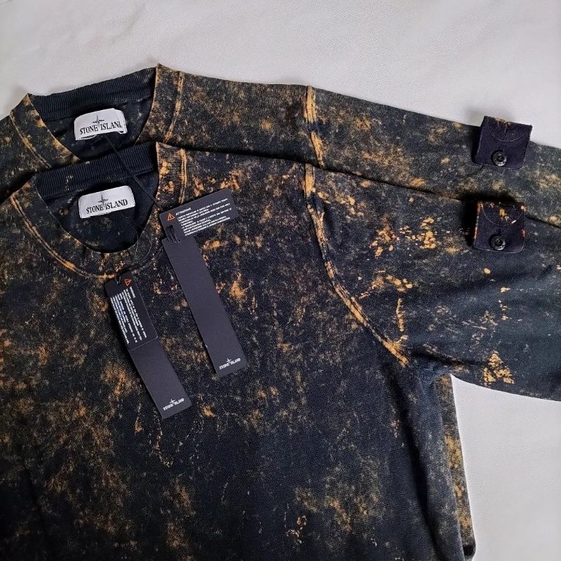 CREWNECK STONE ISLAND SANDWASH BLACK PATCH LIMITIED EDITION