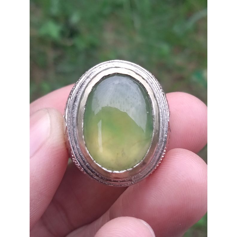 ✅ Cincin Lumut Sungai Dareh Pucuk Pisang - Pupis ( Rough / Bahan Batu Akik Natural asli Dhamasraya -