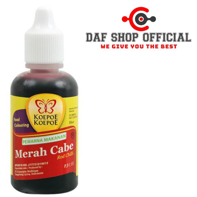 

Pewarna makanan merah cabe koepoe-koepoe 30 ml