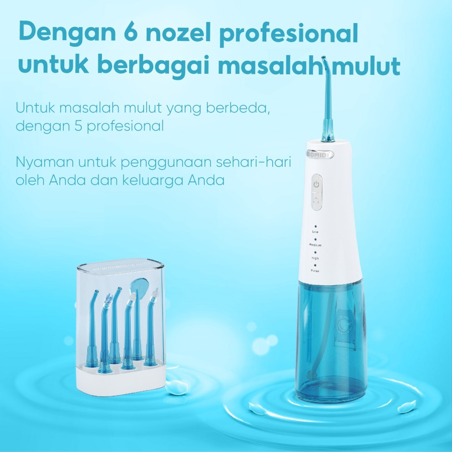 BOMIDI Oral Irrigator D3 Pro 300ML Portable Flosser Air Gigi Floss Dental Cleaner Air Isi Ulang Membersihkan Gigi Kesehatan Mulut