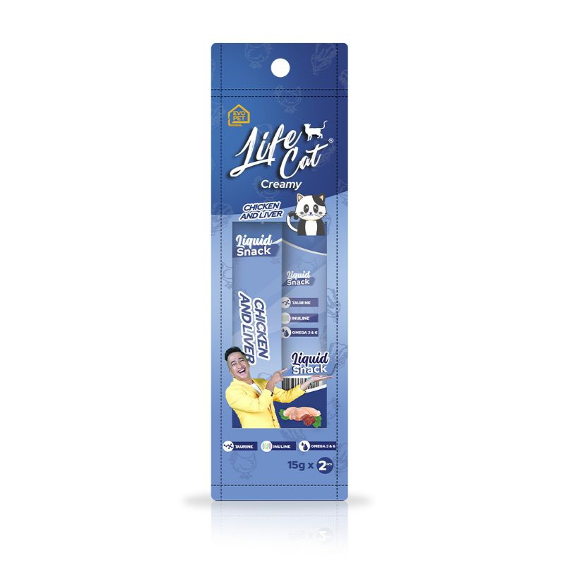 (24pcs) Life Cat Creamy Liquid Snack Chicken &amp; Liver 15gr - cemilan kucing segala usia