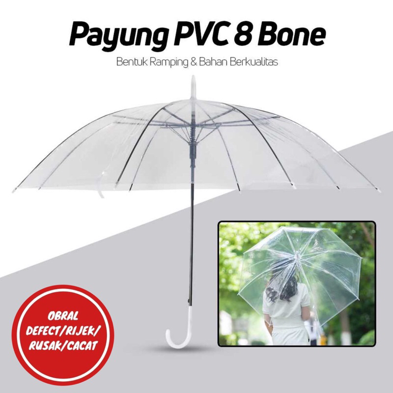 [OBRAL RIJEK] Payung Transparan Multifunction Rain Umbrella 8 Bone 90 cm  - P077