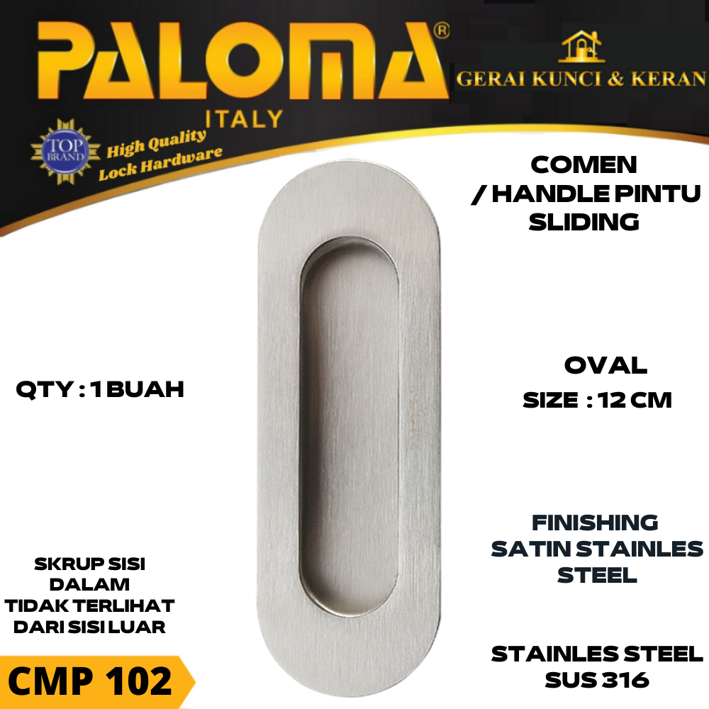 PALOMA CMP 102 COMEN HANDLE GAGANG PINTU SLIDING OVAL 12 CM STAINLESS