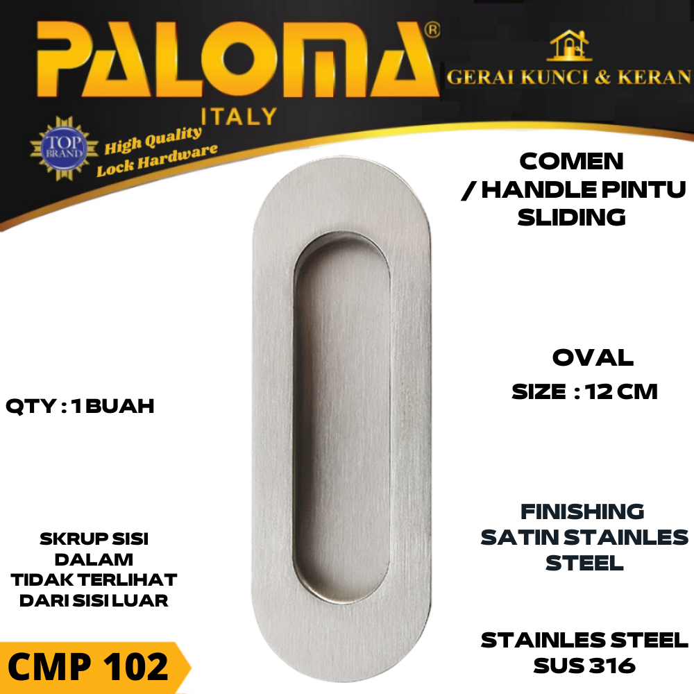 PALOMA CMP 102 COMEN HANDLE GAGANG PINTU SLIDING OVAL 12 CM STAINLESS