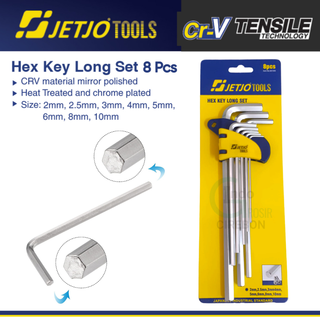 JETJO TOOLS Kunci L Panjang Set 8 Pcs Hex Key long