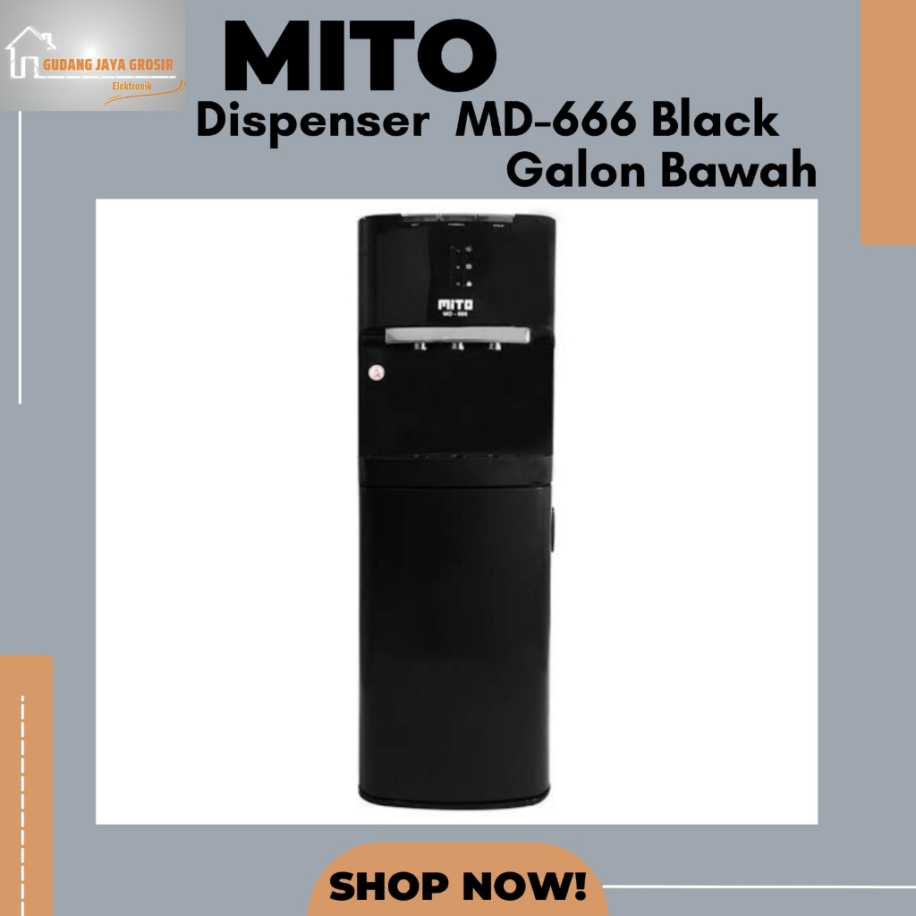 MITO DISPENSER MD-666 BLACK GALON BAWAH