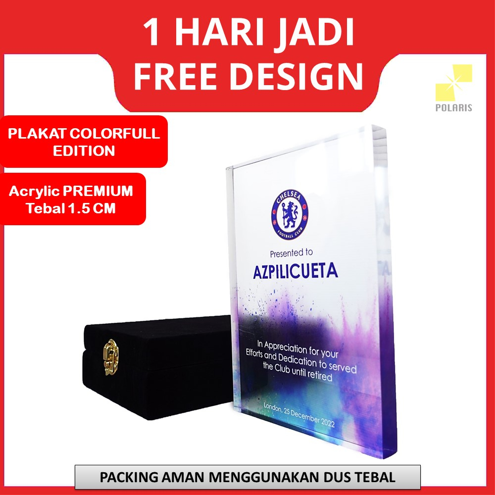 PLAKAT AKRILIK COLORFULL MEWAH ELEGAN + BOX CUSTOM - PLAKAT PENGHARGAAN/KENANG -KENANGAN KADO WISUDA/ULTAH/WEDDING - PIALA LOMBA THROPHY ACRYLIC