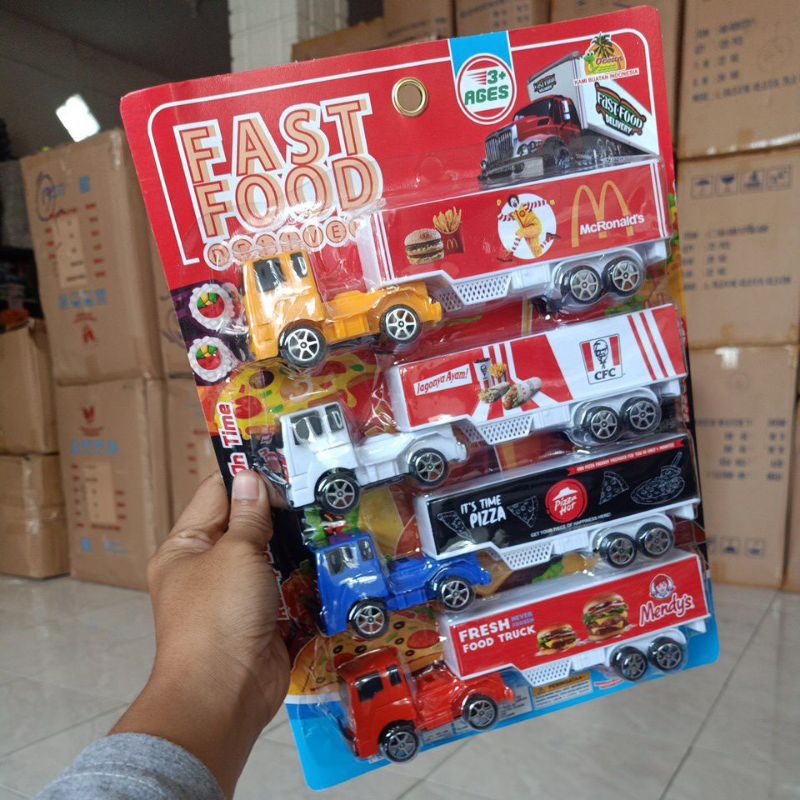 OCT6395 Mainan Mobil Fast Food set isi 4 PC kemasan set press mika