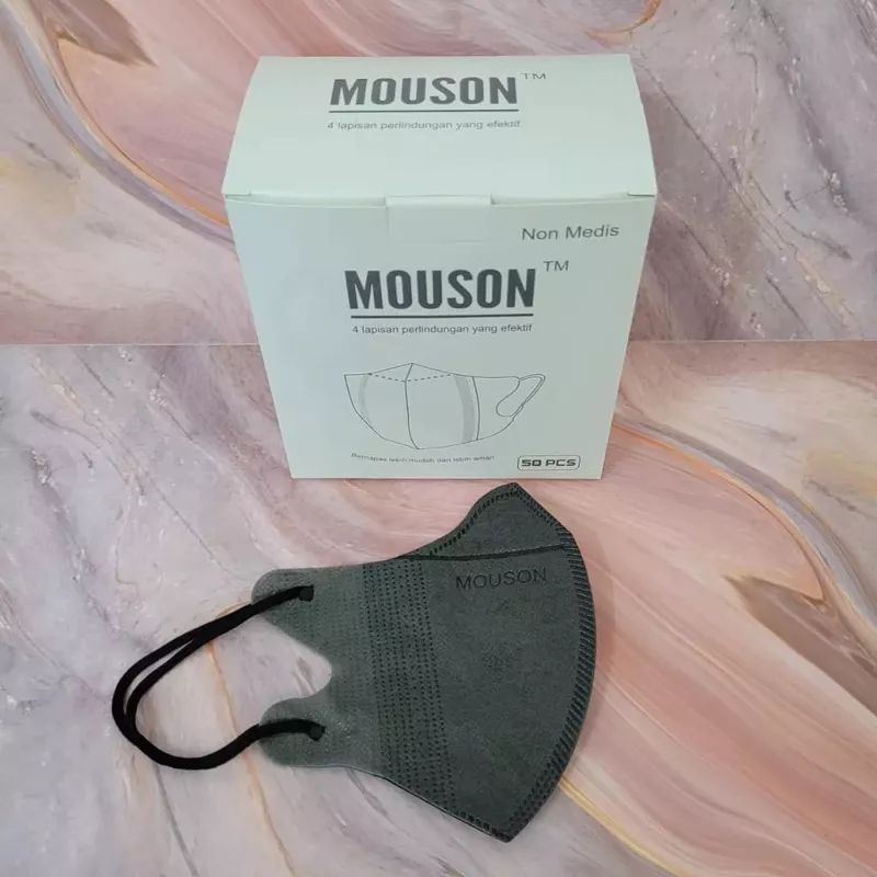 MASKER DUCKBILL MOUSON 4 PLY ABU-ABU DISPOSABLE FACE MASK ISI 50 PCS