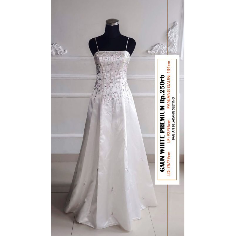 (GRATIS ONGKIR) GAUN WHITE PREMIUM 1/GAUN PESTA PRELOVED/GAUN PESTA BEKAS/GAUN EVENING/GAUN MOM SECO