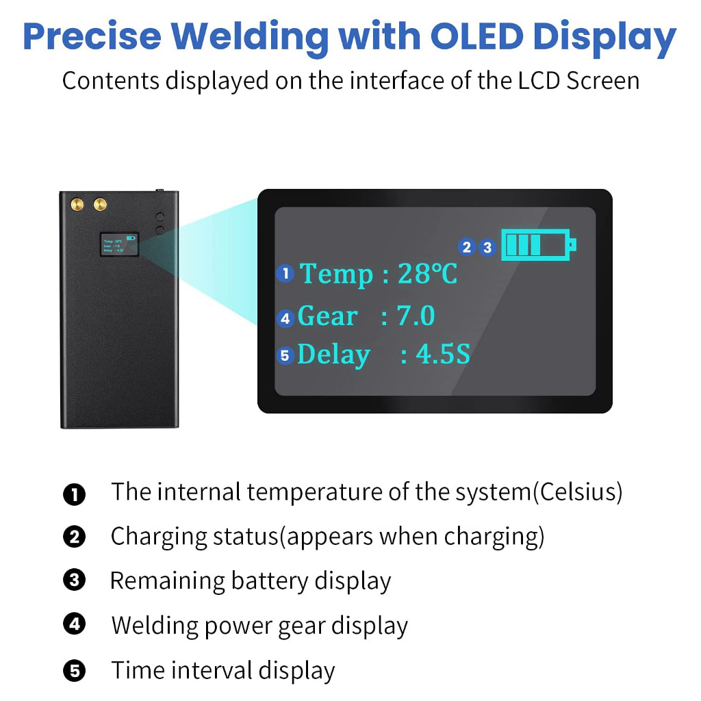 Mesin Las Mini Portable Welding Machine LCD 70 Gear 11000mAh - KR11 - Black