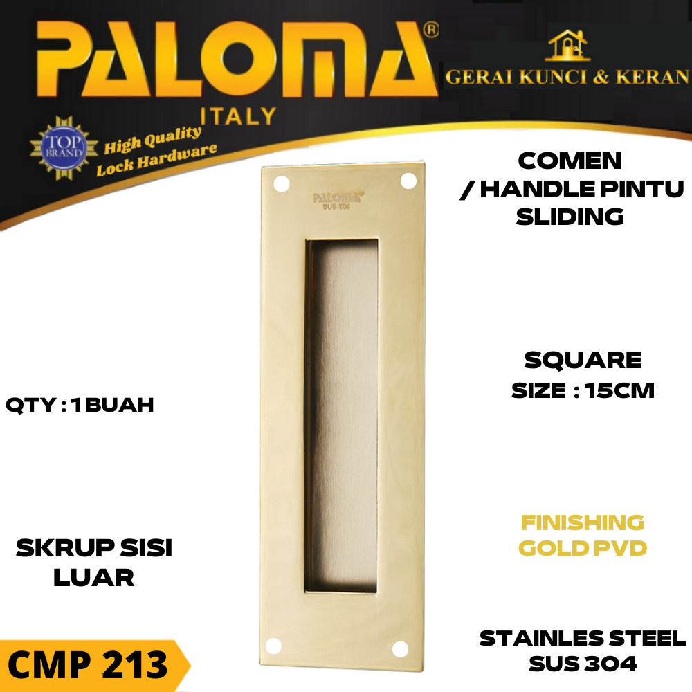 Handle Pintu Sliding PALOMA CMP 213 SQ 15cm | Comen Flush Tanam Geser