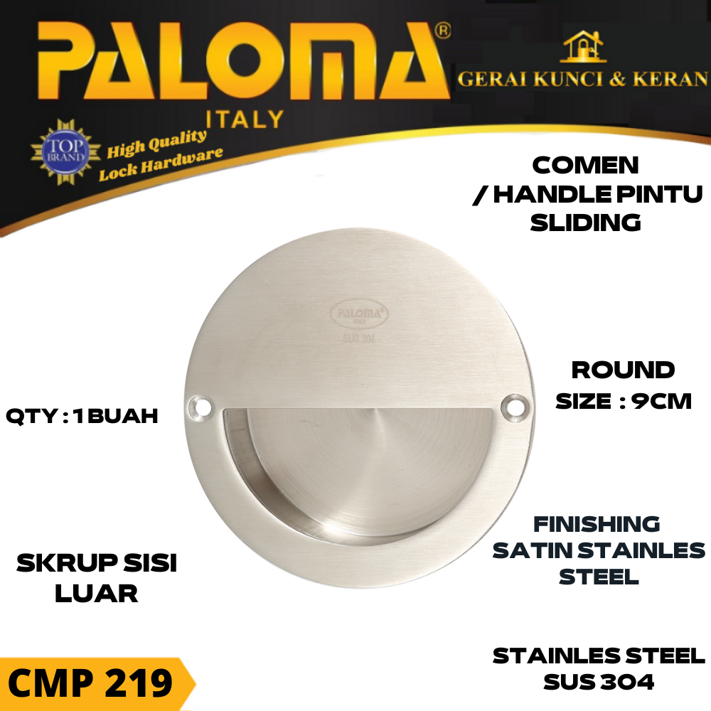 HANDLE PINTU SLIDING PALOMA CMP 219 COMEN HANDEL TANAM GESER STAINLESS