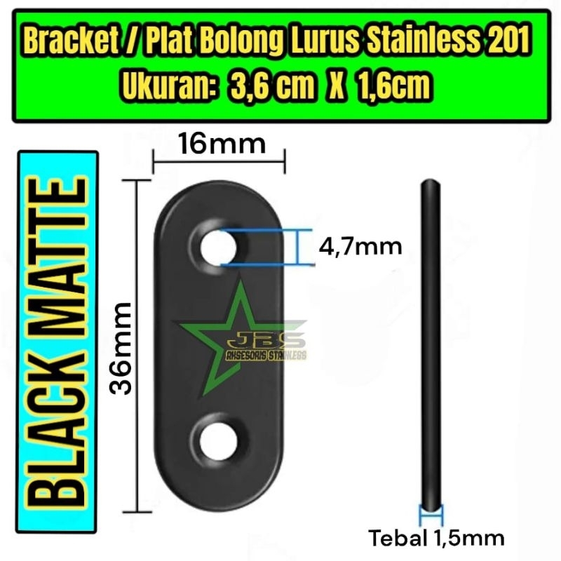 STRIP PLAT/ SIKU KONEKTOR SAMBUNGAN 3,6x1,6CM STAINLESS SS 201 HITAM