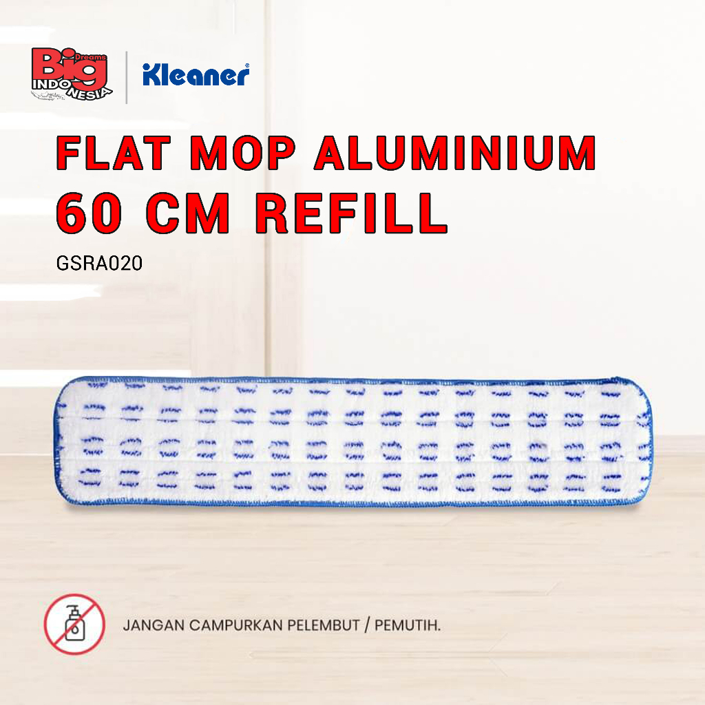 Refill Alat Pel Aluminium 60 Cm Mikrofiber Flat Mop Pembersih Lantai Kleaner GSRA020