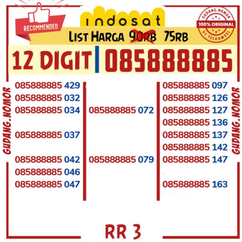 Nomor Cantik Indosat 11 Digit 12 Digit 4G LTE - Kartu Perdana Indosat im3 Cantik 4G 10