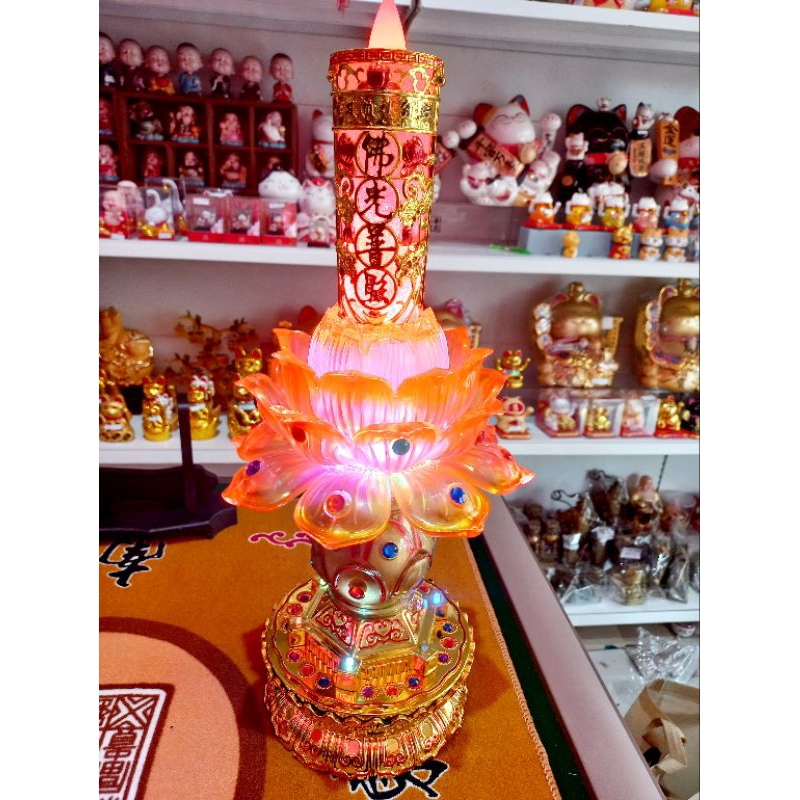 Lampu Sembahyang Teratai Lilin / Lampu Altar Sembahyang Besar / Lampu Listrik Teratai / Altar Lotus Lamp