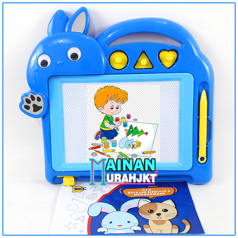 MAINANKEI MAINAN ANAK MURAH RKC01036-1 PAPAN TULIS MAGNET KELINCI MAINAN ANAK PAPAN TULIS EDUKASI KELINCI LUCU