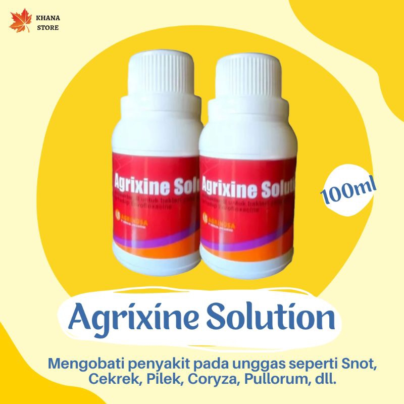 AGRIXINE SOLUTION 100ml - Obat pilek, bersin, snot, CRD complex pada ayam broiler, bebek