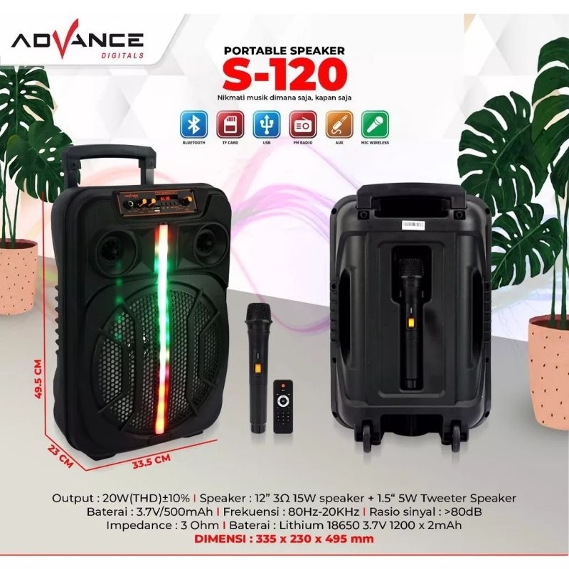 Speaker Portable Advance S-120 12" / Speaker Bluetooth Advance S-120