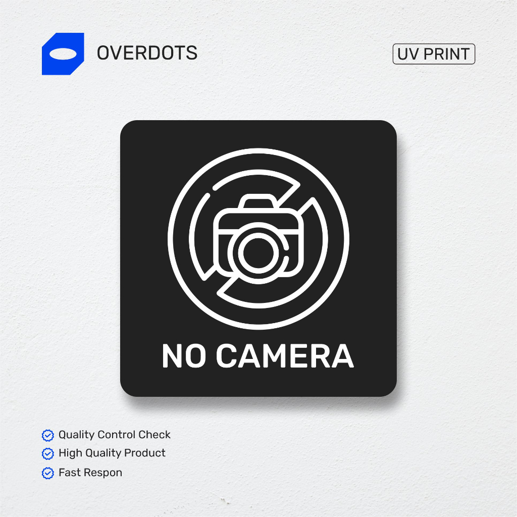 

Tulisan No Camera Sign Board Akrilik Tempel Dinding Papan Acrylic | Custom Akrilik Print UV | Papan Petunjuk Arah Akrilik