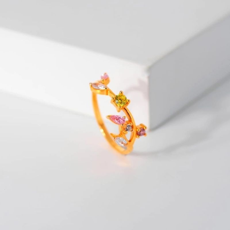 Cincin Emas Ranting Mata Dedaun Rainbow - Toko Emas Gadjah