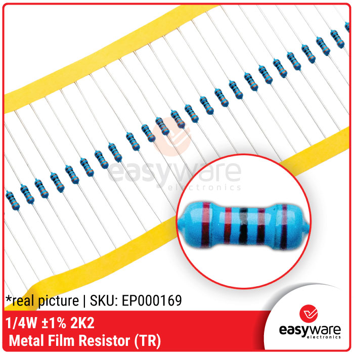 Resistor 2K2 Ohm 1/4W 1% Metal Film Resistor 2K2 Axial 0.25 Watt