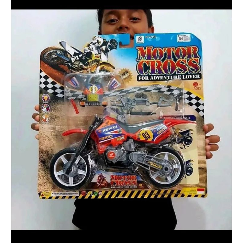 Mainan Moto Cross Rakit Besar - Miniatur Motor Trail Anak Laki Cowok