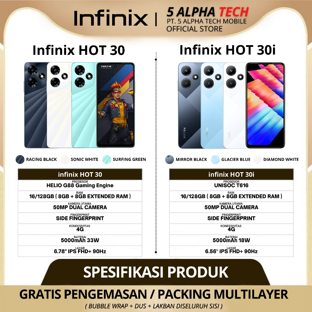 INFINIX HOT 30 | INFINIX HOT 30i 16/256GB (8GB + 8GB EXTENDED RAM) GARANSI RESMI INFINIX