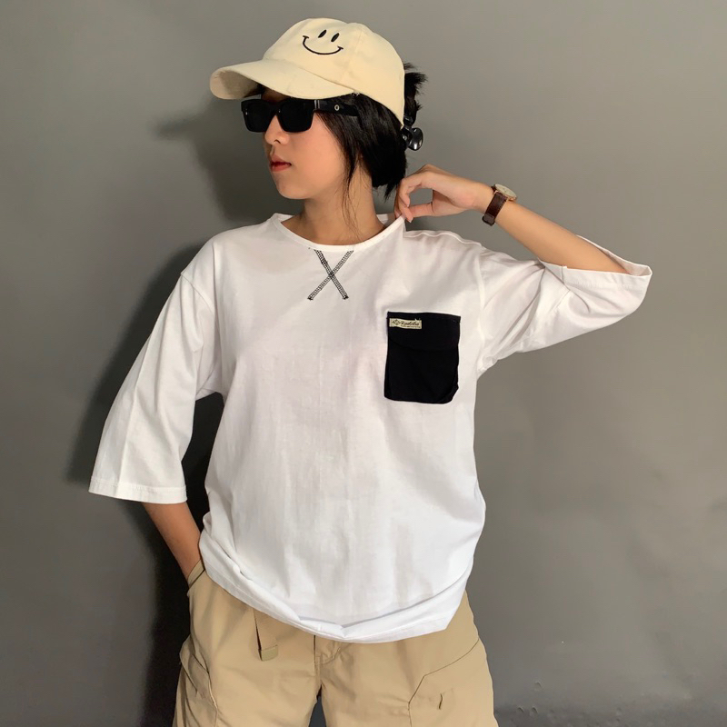 RAABIHA T SHIRT Oversize Pocket | Kaos Unisex | Kaos Cewe Cowo | Atasan Pocket