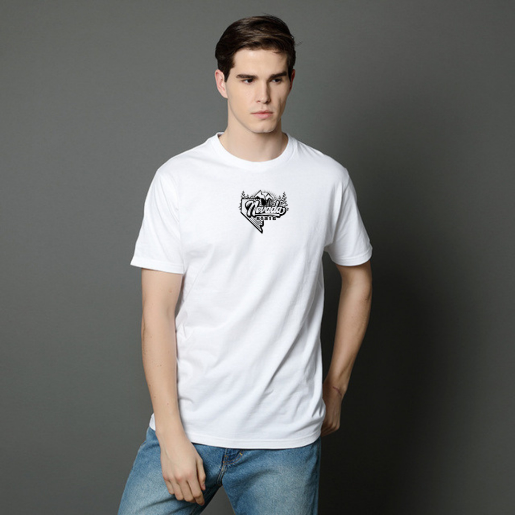 Nevada State Kaos Sablon Katun Combed30s Putih / Nevada T-Shirt Lengan Pendek / Kaos Distro Nevada P