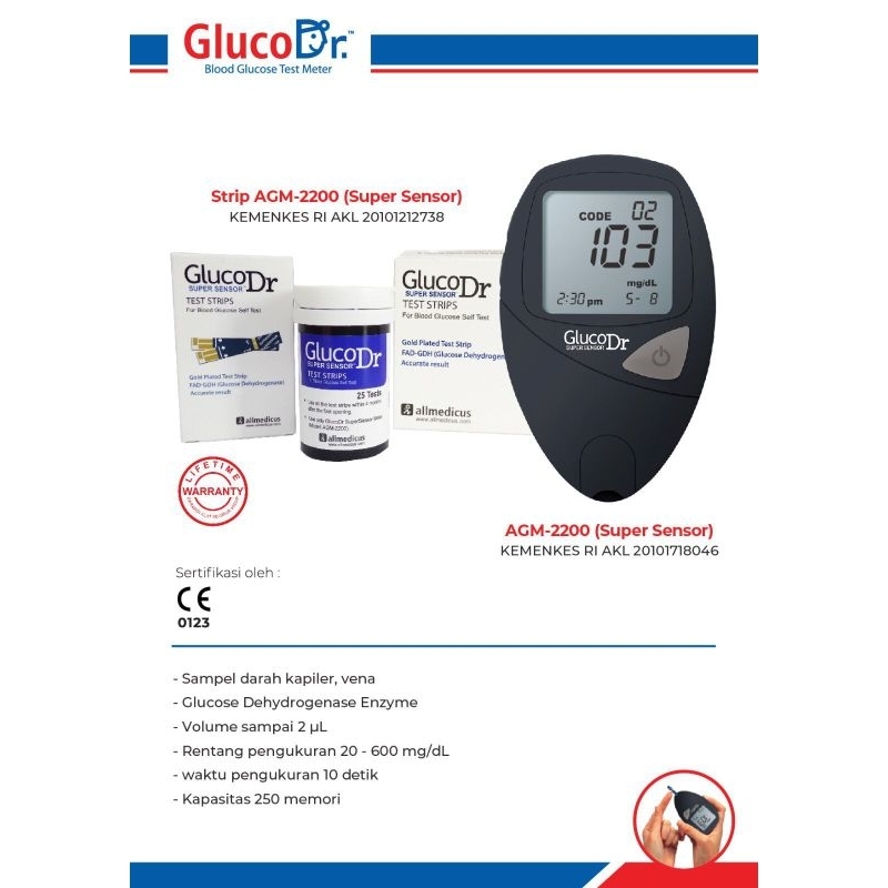 GLUCODR SUPER SENSOR ALAT CEK GULA DARAH AGM 2200 SUPER SENSOR