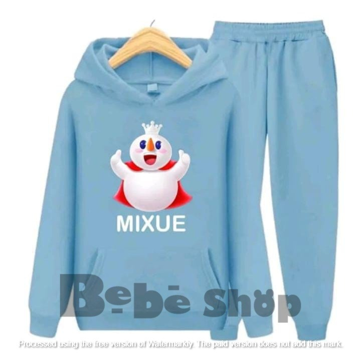 Setelan hoodie korea motif Mixue bahan bebyterry untuk usia 1 sampai 6 thn