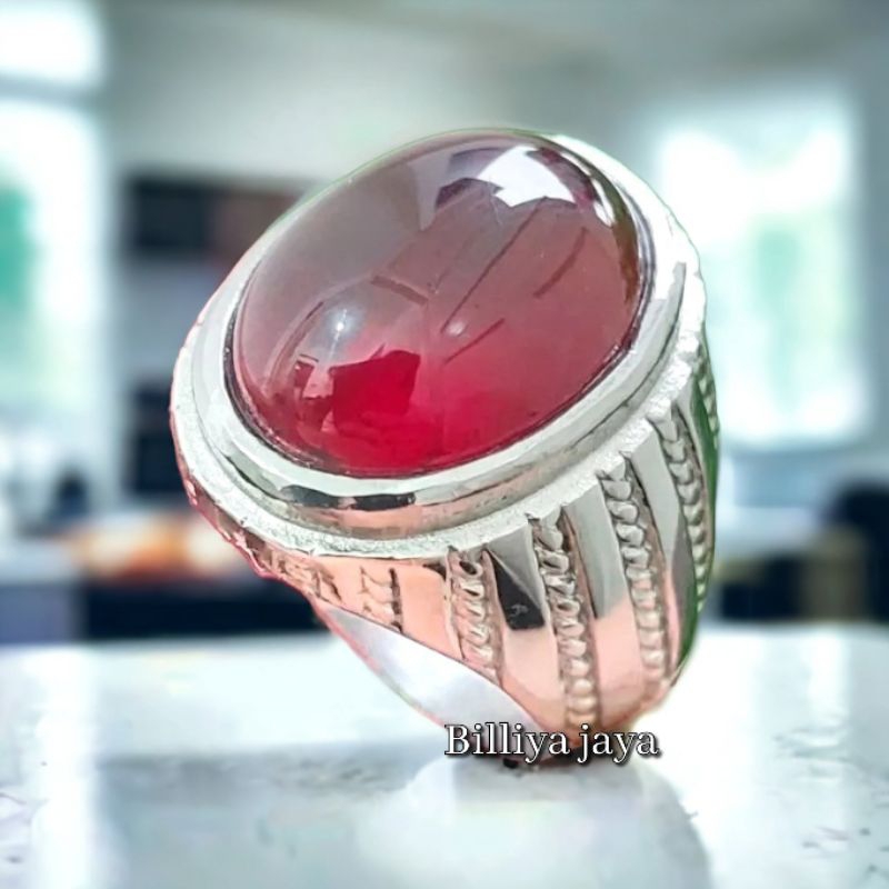 Cincin Batu Natural Red Garnet Kualitas Super