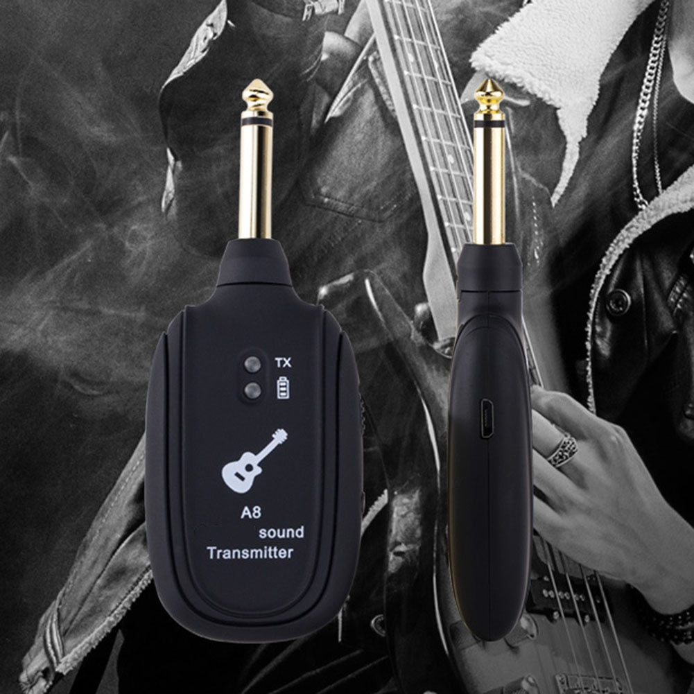 A8 Wireless System Gitar Transmitter Receiver Amplifier Gitar &amp; Bass Listrik Dengan Plug amplifire Headphone earphone