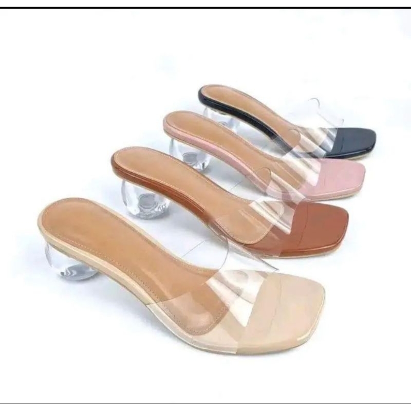 sandal heels wanita sandal hak kaca sandal kondangan