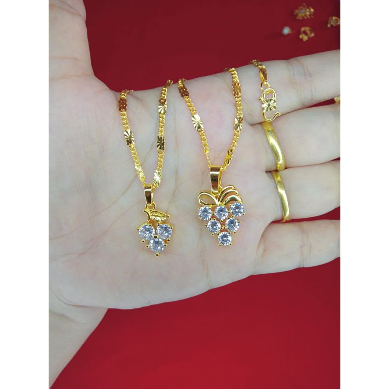 kalung rantai tempe anggur 2 lapis emas 24k