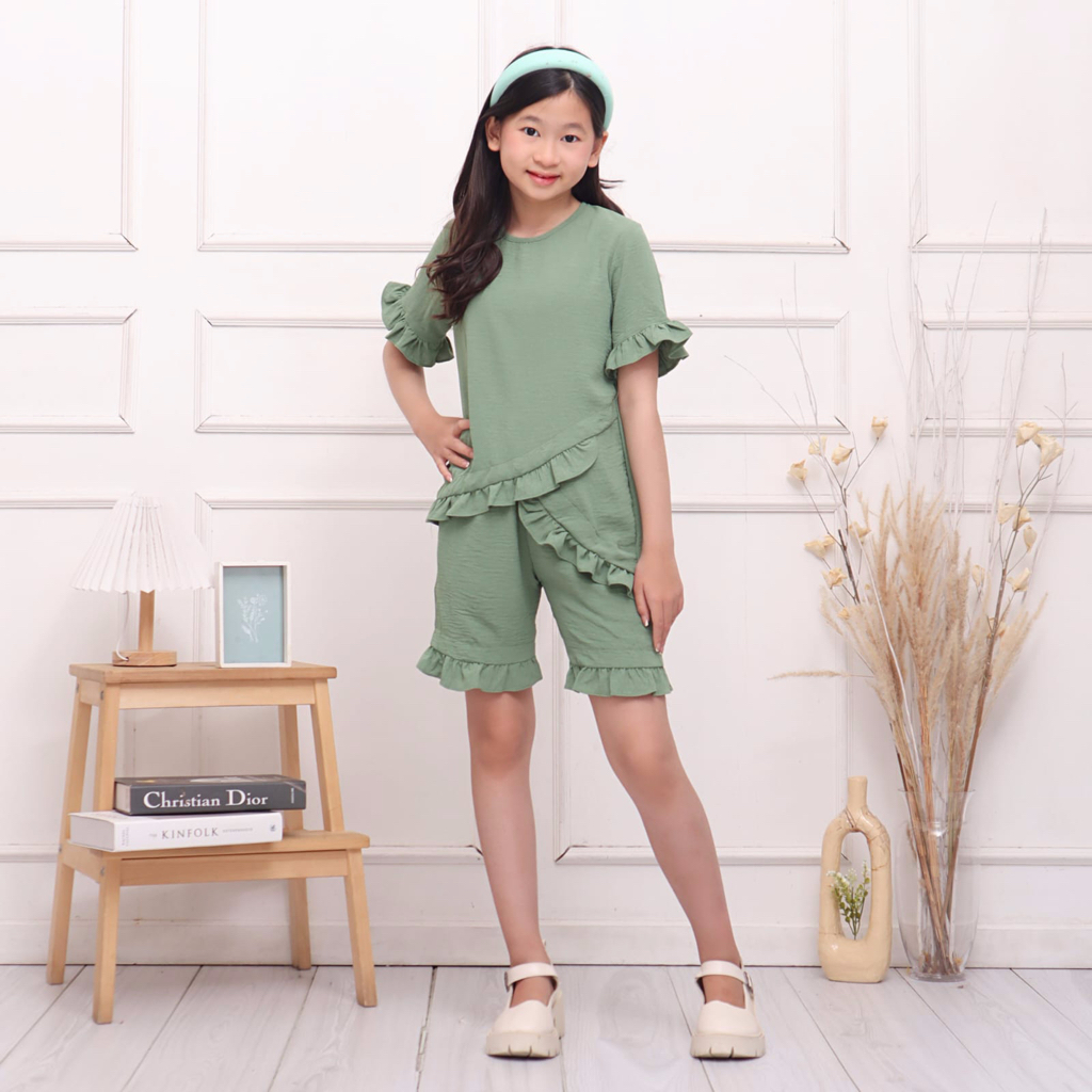 Baju Setelan Anak Perempuan Fashion Korea Umur 6-12 Tahun
