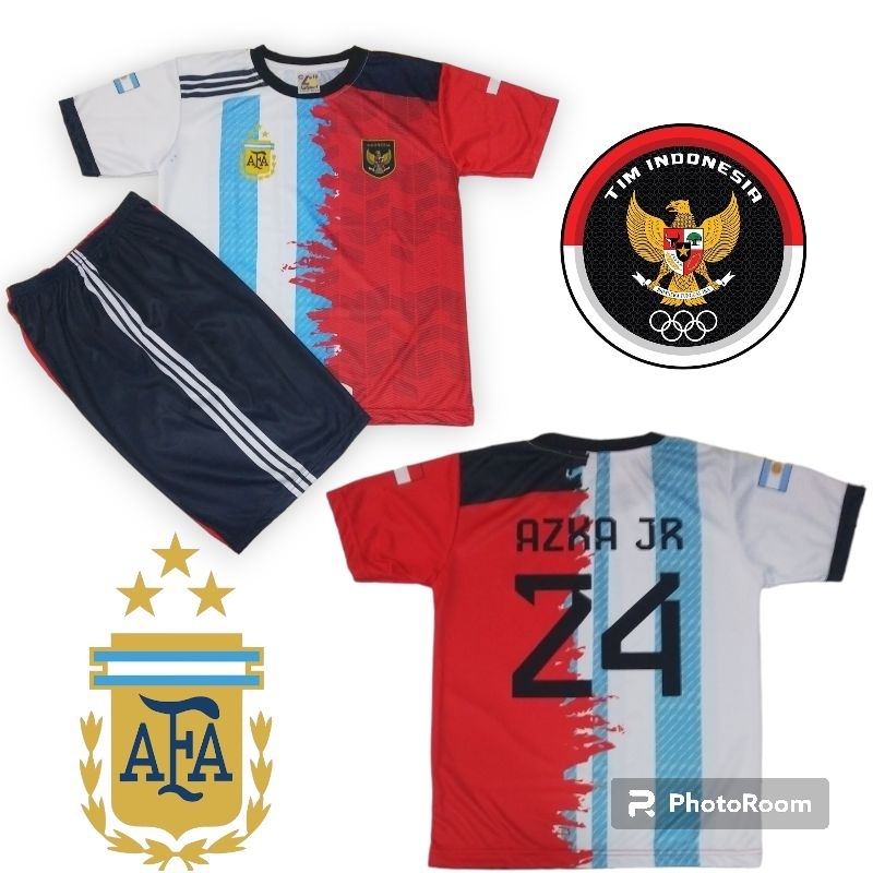 setelan Jersey FRIENDLY MATCH ARGENTINA VS INDONESIA/SETELAN BAJU BADMINTON ANAK/JERSEY BADMINTON ANAK